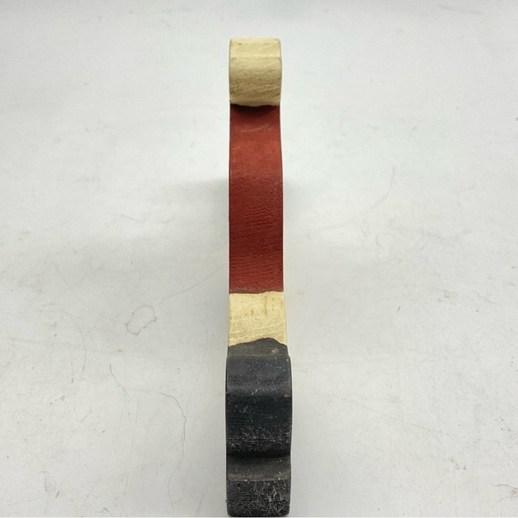 Vintage Christmas Shelf Plaque Santa Holding Dog Wooden Painted Rustic Farmhouse - Picture 6 of 10